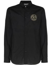 Versace - Schwarzes hemd,schwarzes baumwoll-popeline-hemd für männer - Lyst