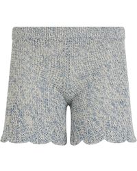 RED Valentino - Korte Broeken ,Blauw ,Katoen Soft Shorts Met Golvende Zoom - Lyst