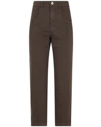 Eleventy - Broeken ,Bruin ,Katoen Stretch Katoenen Broek - Lyst