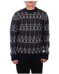 Barbour - Truien & Vesten ,Blauw ,Wol Maglia Logo Frontale - Lyst