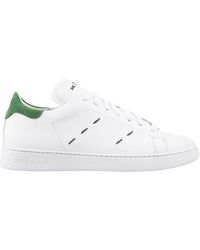 Kiton - Grüne low-top-sneakers aus weißem leder - Lyst
