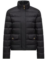 Moncler - Jassen ,Zwart ,Polyester Korte Donsjas Met Ritssluiting - Lyst