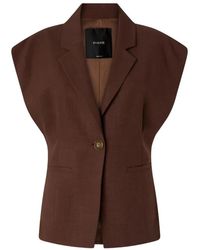 Pinko - Jassen ,Bruin ,Leer Floella Jacket - Lyst