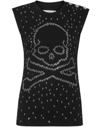 Philipp Plein - Tops ,Zwart ,Katoen Tank Top Skull & Bones - Lyst