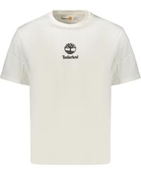 Timberland - Tops ,Wit ,Katoen Small Logo Print Stack Logo Short Sleeve Tee - Lyst