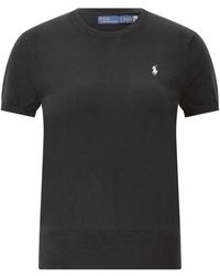 Polo Ralph Lauren - Truien & Vesten ,Zwart ,Katoen Kortemouw Logo Trui - Lyst