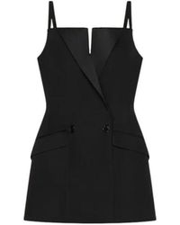Givenchy - Kleedjes ,Zwart ,Wol Mini Getailleerde Jurk Van Wol - Lyst