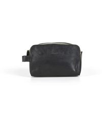 Howard London - Schwarze Leder Herren Kulturbeutel - Lyst