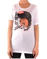 DSquared² - Tops ,Wit ,Katoen T-Shirt Met Korte Mouwen - Lyst