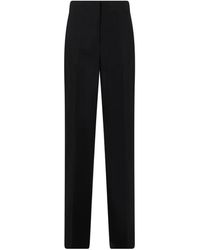 Alberta Ferretti - Broeken ,Zwart ,Broek Met Hoge Taille En Plooien - Lyst