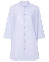 Peserico - Camicia in cotone a righe blu-bianche - Lyst