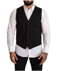 Dolce & Gabbana - Kostuums ,Zwart ,Upgrade Je Formele Garderobe Met Deze Stijlvolle Zwarte Vest - Lyst