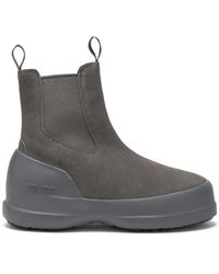 Moon Boot - Graue wildleder flache schuhe mit übergroßer gummisohle - Lyst