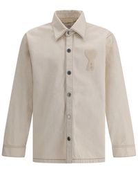 Ami Paris - Jassen ,Denim Geborduurd Logo Denim Overhemd Jas - Lyst