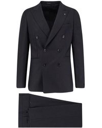 Tagliatore - Kostuums ,Zwart ,Wol Double-Breasted Pak - Lyst