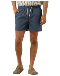 SELECTED - Blauwe Seersucker Zwemshorts Voor - Lyst