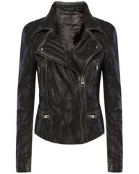 Elia shearling biker jacket di AllSaints in Nero Donna Abbigliamento da Giacche da Giacche di pelle 