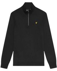 Lyle & Scott - Hoodies & Sweatvesten ,Zwart ,Katoen Cotton Loopback 1/4 Zip Sweatshirt - Lyst