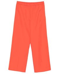 Aspesi - Broeken ,Oranje ,Katoen Wijde Katoenen Poplin Broek - Lyst