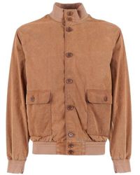 Aspesi - Jassen ,Bruin ,Leer Flocked Chambray Jacket - Lyst