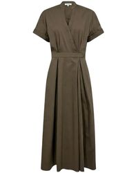 co'couture - Kleedjes ,Groen ,Katoen Elara Wrap Ss Dress - Lyst