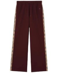 Burberry - Pantalones De Chándal De Algodón Con Ribete A Cuadros - Lyst