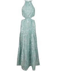 Mc2 Saint Barth - Kaby baumwolle kaschmir vibe pullover,gemustert ärmelloses langes kleid mit seitenschlitzen - Lyst