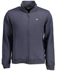 Napapijri - Hoodies & Sweatvesten ,Blauw ,Katoen Blauwe Sweater Met Borduursel - Lyst