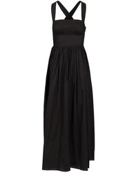 Matteau - Kleedjes ,Zwart ,Midi Jurk Met Racerback - Lyst