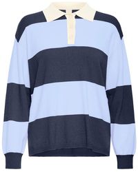 Ichi - Truien & Vesten ,Blauw Comb Polo - Lyst