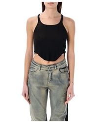 Rick Owens - Tops ,Zwart ,Katoen Basic Tank Cropped Top - Lyst