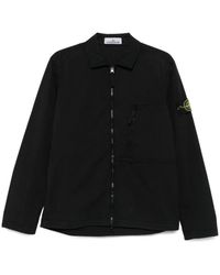Stone Island - Zwarte Jassen Met Verticale Ritsbadge - Lyst