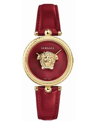 Versace - Palazzo empire orologio in pelle rossa e oro - Lyst