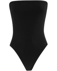 Norma Kamali - Tops ,Zwart ,Polyester Zwarte Off-Shoulder Bodycon Bishop Jurk - Lyst