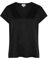 Dante 6 - Satijnen V-Hals Top Met Mesh Detail - Lyst