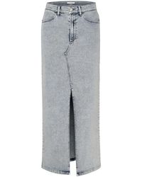 Gestuz - Hellblaue Gewaschene Denimrock mit Hoher Taille und Vorderem Schlitz - Lyst