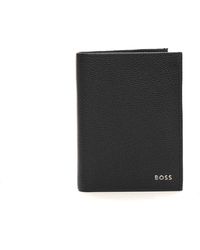 HUGO - Accessoires ,Zwart ,Leer Verticale Portemonnee Van Hamerleer Met Vakken - Lyst