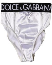 Dolce & Gabbana - Ondergoed ,Wit ,Logo Brief High Waist Panty - Lyst