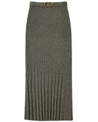 Twinset - Rokken ,Groen ,Polyester Geribbelde Midi Rok Met Lurex - Lyst