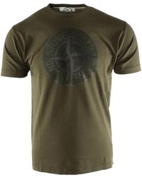 Stone Island - Grünes baumwoll-t-shirt - Lyst