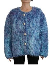 Dolce & Gabbana - Cappotto giacca multicolore frange - Lyst