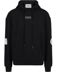 Iceberg - Schwarzer hoodie mit regulärer passform mit looney tunes-druck und logoetikett - Lyst