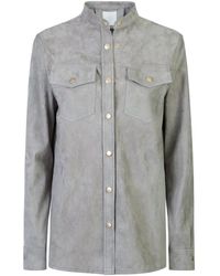 Eleventy - Overhemden ,Blauw ,Leer Camicia - Lyst