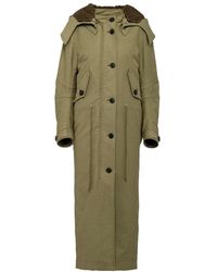 Prada - Jassen ,Groen ,Wol Lange Parka Jas Met Afneembare Capuchon - Lyst