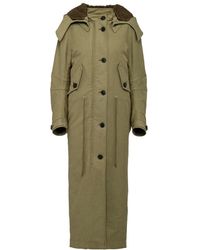 Prada - Jassen ,Groen ,Wol Lange Parka Jas Met Afneembare Capuchon - Lyst