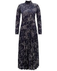 Victoria Beckham Patterned Dress With Long Sleeves - Zwart