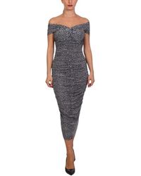 Michael Kors - Leopard Print Stretch Matte Jersey Off-The-Shoulder Jurk - Lyst