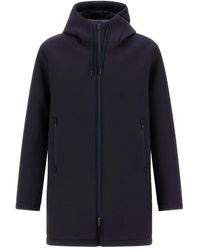 Herno - Blauwe Lange 3 Laag Scuba Parka - Lyst