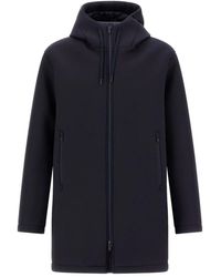 Herno - Blauwe Lange 3 Laag Scuba Parka - Lyst
