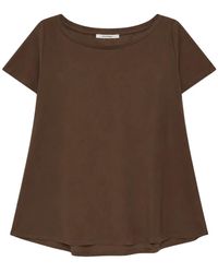 Maliparmi - Tops ,Bruin ,Boot-Neck A-Lijn T-Shirt - Lyst